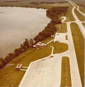 Aerial view of Oak Lake Rest Area, c. 1973