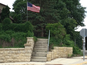Mantorville Walls stairs and flag