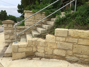 Mantorville Retaining Walls stairs from the side